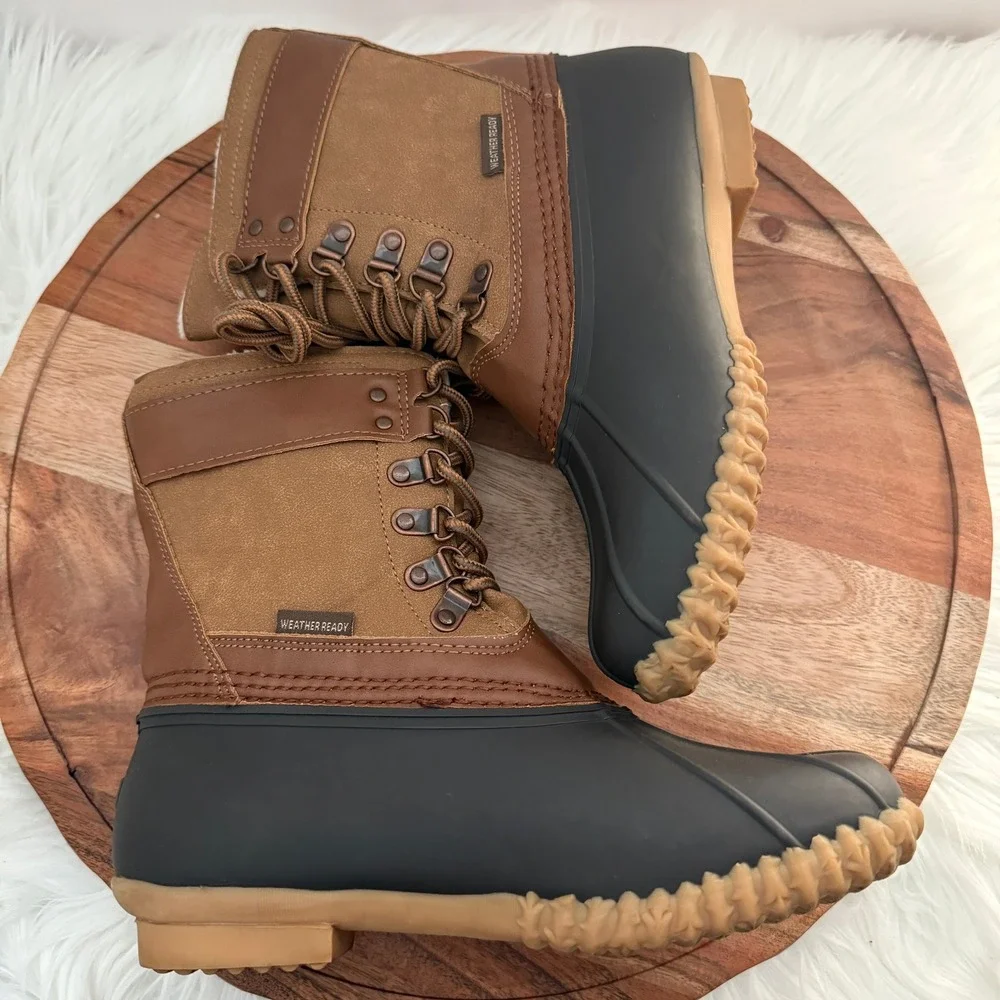 JBU Calgary Weather Ready Faux Fur Lined Duck Boots‎ Women's Sz 7 Tan Black Snow
